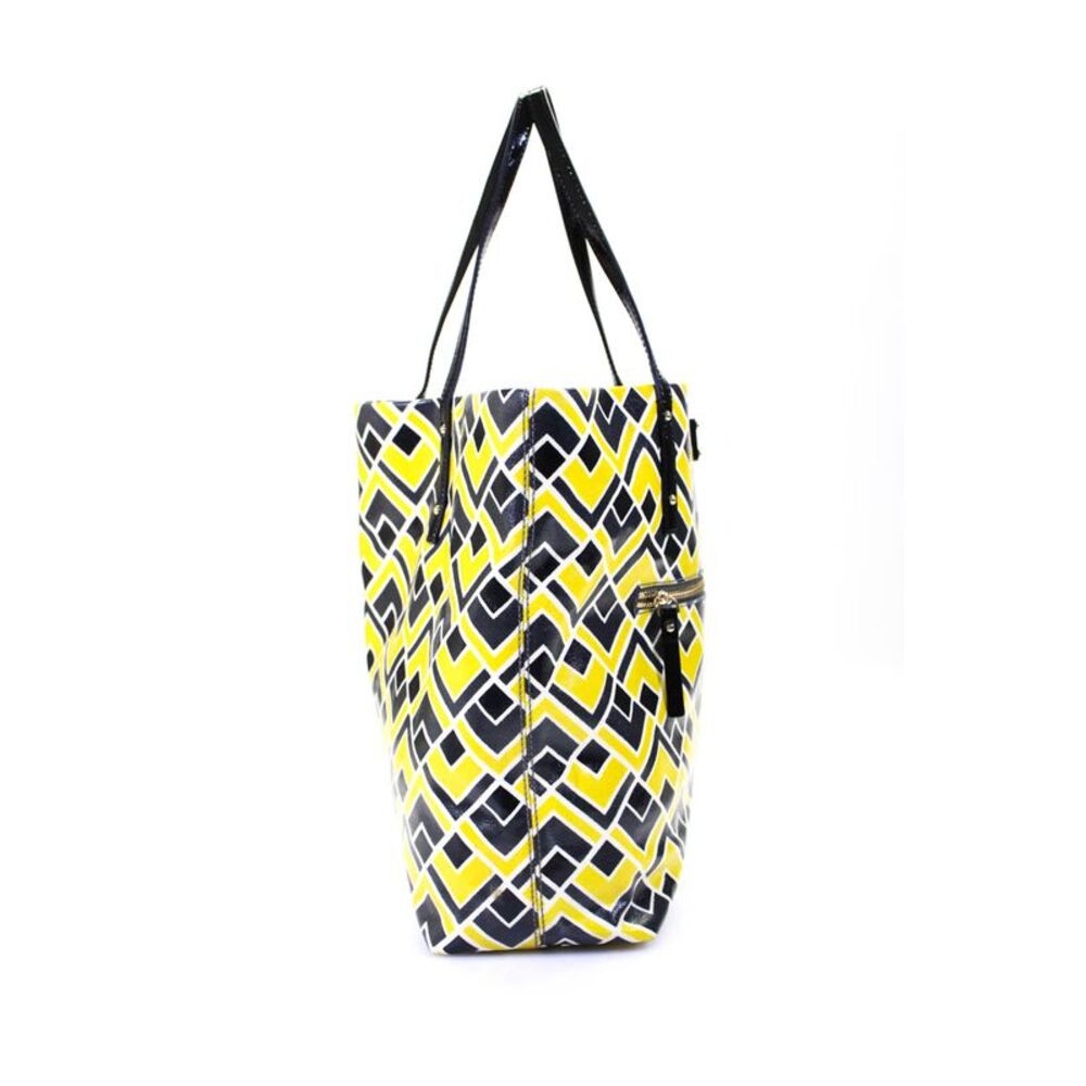 Kate Spade Womens Leather Open Geometric Print Front Zipped Tote Handbag Yellow - Picture 4 of 10